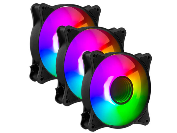 Kit de 3 Ventiladores Balam Rush Eolox Blaze EX90K, Aura RGB, 1200RPM, 120mm, RGB, Color Negro.