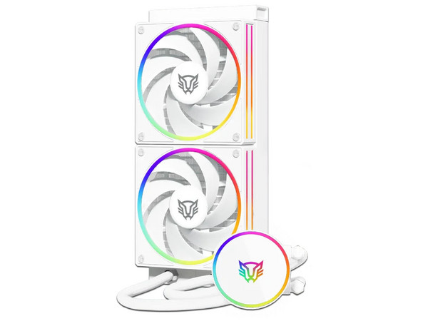 Enfriamiento Líquido Balam Rush, Hydrox Pro V2 HX24, TDP 250W, Compatibilidad AMD e Intel, Bomba 2400 RPM, Rodamiento Hidráulico, 2 Ventiladores, PWM y ARGB, Ruido 30 dB, Color Blanco.