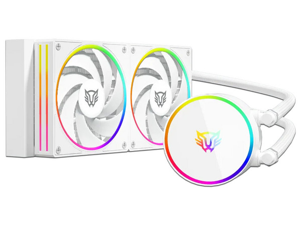 Enfriamiento Líquido Balam Rush, Hydrox Pro V2 HX24, TDP 250W, Compatibilidad AMD e Intel, Bomba 2400 RPM, Rodamiento Hidráulico, 2 Ventiladores, PWM y ARGB, Ruido 30 dB, Color Blanco.