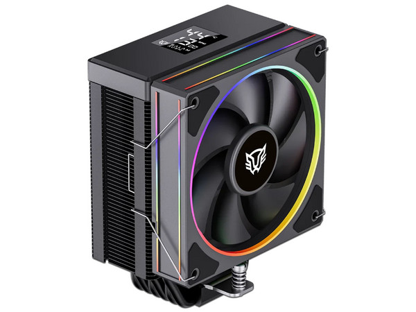 Enfriamiento de Aire Balam Rush, Heliux Pro HEX65, Display Digital, Disipador Simple, Iluminación ARGB, TDP 240W, Compatibilidad AMD e Intel, Hidrodinámico, 6 Pipas, 1 Ventilador, Conector PWM y ARGB, Ruido 30 dB, Color Negro.