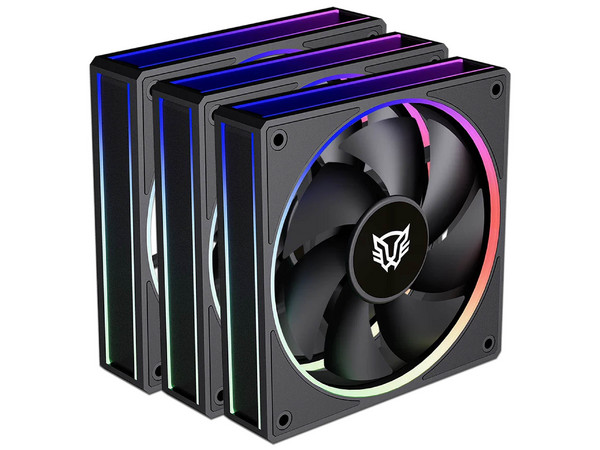 Kit 3 Ventiladores 120mm EOLOX BORA EXB85 Balam Rush Azender Series, Velocidad 600-1800 RPM, ARGB 16 LED, Conector 4 Pin PWM, Color Negro.
