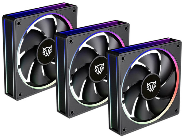 Kit 3 Ventiladores 120mm EOLOX BORA EXB85 Balam Rush Azender Series, Velocidad 600-1800 RPM, ARGB 16 LED, Conector 4 Pin PWM, Color Negro.