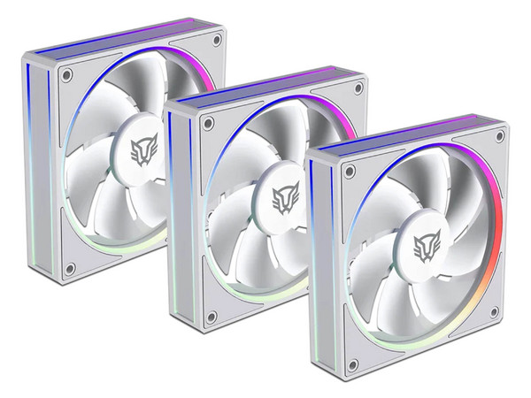 Kit 3 Ventiladores Para PC Eolox Bora EXB85 Diseño Cuadrado 120 mm 600 - 1600 RPM PWM 4 Pin Aurea RGB Color Azender Negro.
