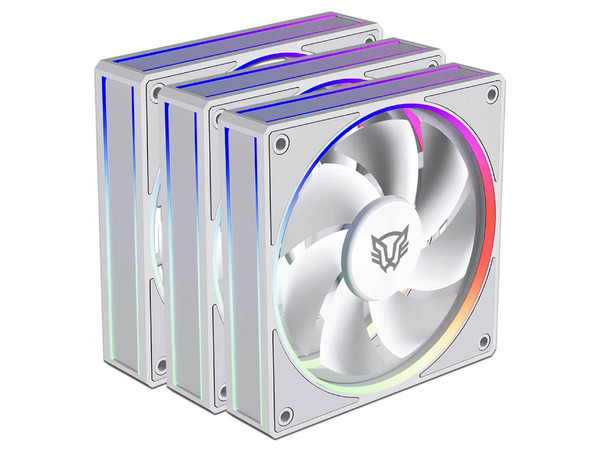 Kit 3 Ventiladores Para PC Eolox Bora EXB85 Diseño Cuadrado 120 mm 600 - 1600 RPM PWM 4 Pin Aurea RGB Color Azender Negro.