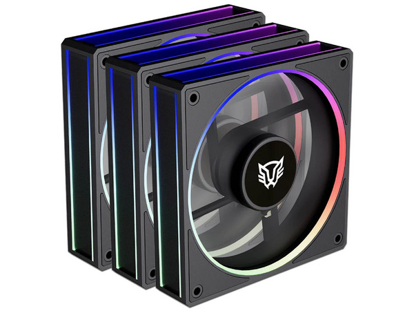 Kit 3 Ventiladores 120mm EOLOX BORA EXB85R Balam Rush Azender Series, ARGB, 600-1800 RPM, 48 CFM, Negro.