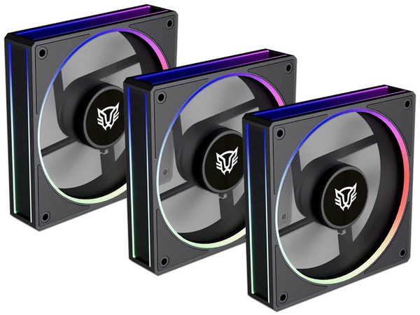 Kit 3 Ventiladores 120mm EOLOX BORA EXB85R Balam Rush Azender Series, ARGB, 600-1800 RPM, 48 CFM, Negro.