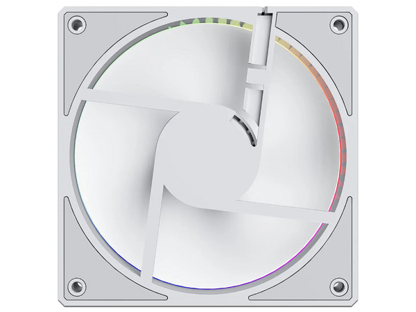 Ventilador con Aspas Inversas para PC, Balam Rush Eolox Bora-R EXB85R, Diseño Cuadrado, 120 mm, 600 - 1600 RPM, PWM 4 pin, Aurea RGB, Azender, Blanco.