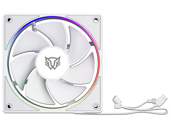 Ventilador con Aspas Inversas para PC, Balam Rush Eolox Bora-R EXB85R, Diseño Cuadrado, 120 mm, 600 - 1600 RPM, PWM 4 pin, Aurea RGB, Azender, Blanco.
