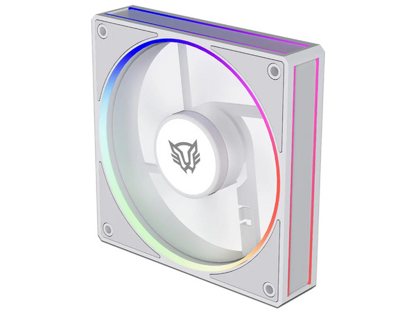 Ventilador con Aspas Inversas para PC, Balam Rush Eolox Bora-R EXB85R, Diseño Cuadrado, 120 mm, 600 - 1600 RPM, PWM 4 pin, Aurea RGB, Azender, Blanco.