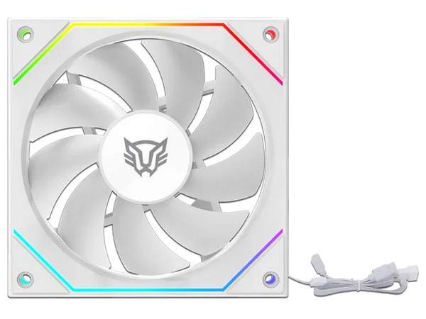 Ventilador para PC, Eolox Link EXL95, Diseño Cuadrado, 120 mm, 600 - 1800 RPM, PWM 4 pin, Aurea RGB, Legend, Blanco.