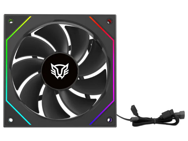 Ventilador con Aspas Inversas para PC, Eolox Link EXL95R, Diseño Cuadrado, 120 mm, 600 - 1800 RPM, PWM 4 pin, Aurea RGB, Legend, Negro.