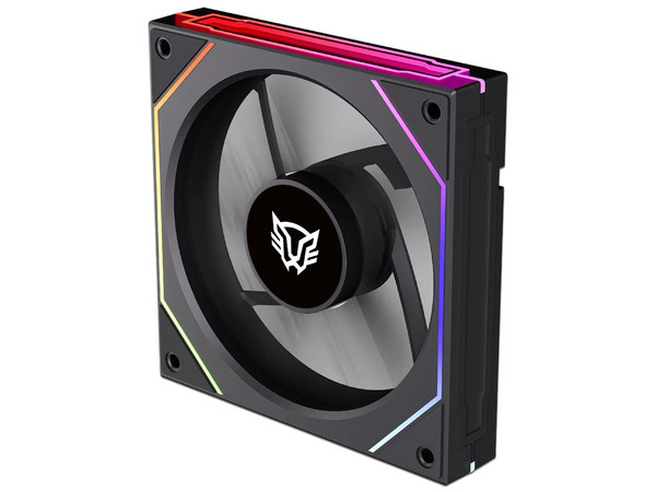 Ventilador con Aspas Inversas para PC, Eolox Link EXL95R, Diseño Cuadrado, 120 mm, 600 - 1800 RPM, PWM 4 pin, Aurea RGB, Legend, Negro.