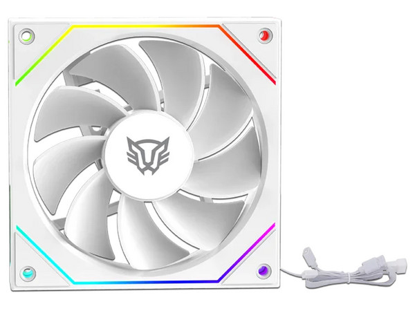 Ventilador con Aspas Inversas para PC, Eolox Link EXL95R, Diseño Cuadrado, 120 mm, 600 - 1800 RPM, PWM 4 pin, Aurea RGB, Legend, Blanco.
