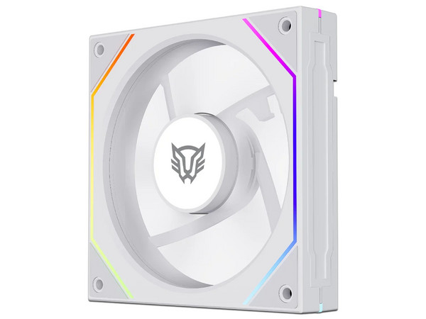 Ventilador con Aspas Inversas para PC, Eolox Link EXL95R, Diseño Cuadrado, 120 mm, 600 - 1800 RPM, PWM 4 pin, Aurea RGB, Legend, Blanco.