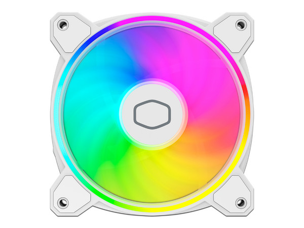 Ventilador Cooler Master MasterFan MF120, de 120 mm, con iluminación LED ARGB. Color blanco.