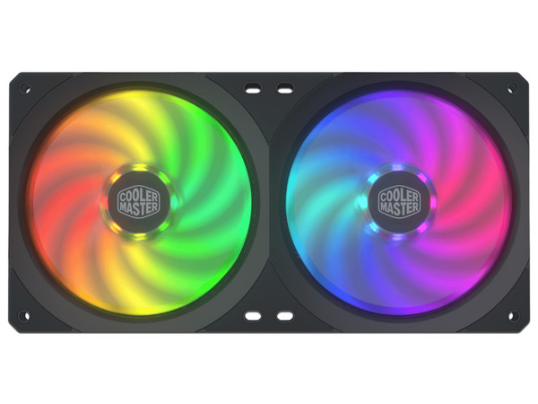 Ventilador Cooler Master 2F240R RGB LED, 240mm. Empaque original desgastado, producto con desgaste y uso visible