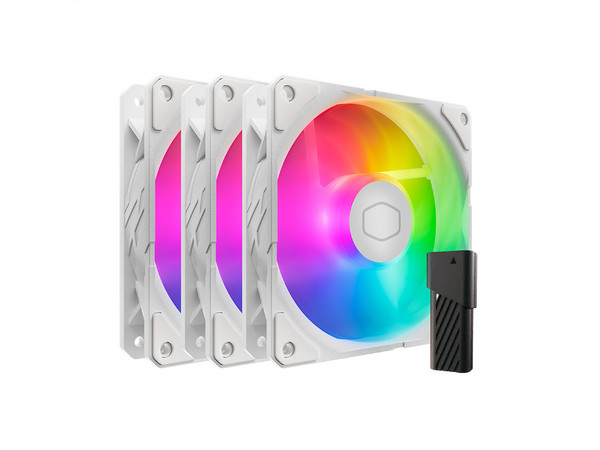 Kit de 3 Ventiladores Cooler Master SickleFlow, 120mm, 2500RPM, ARGB, Color Blanco.