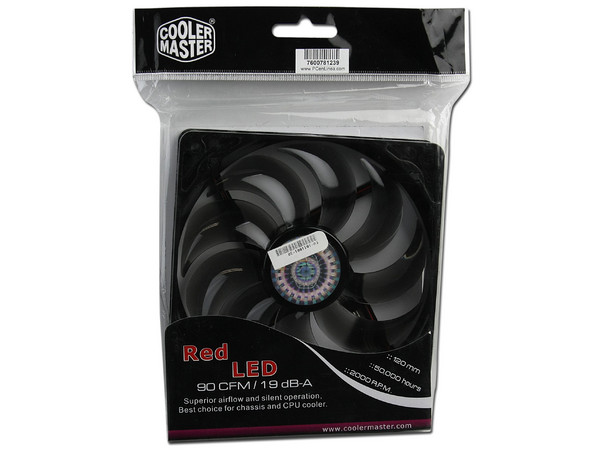 Ventilador COOLER MASTER, 120 mm con 4 Leds Rojos, 2000 RPM, 19dBA 