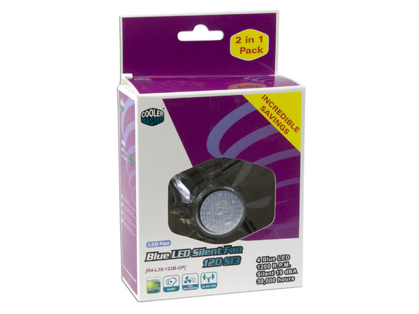 Paquete de 2 Ventiladores COOLER MASTER, 120 mm con 4 Leds Azules, 1200 RPM, 19dBA