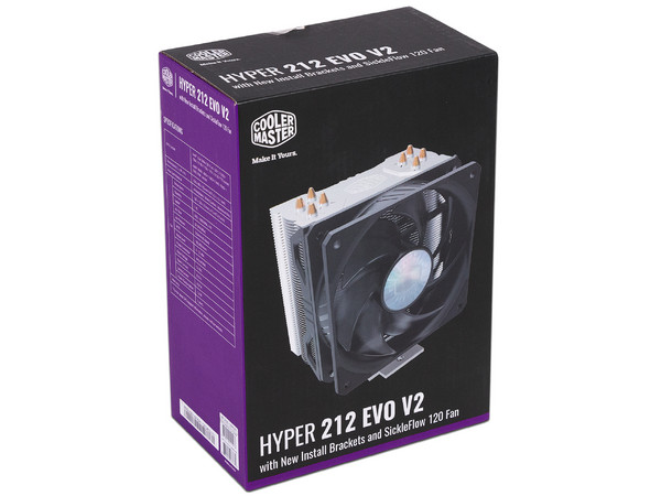 Disipador y Ventilador Cooler Master Hyper 212 EVO V2, de 120mm, soporta Socket: LGA 2066, 2011-v3, 2011, 1200, 1366, 1156, 1155, 1151, 1150, 775 y AMD AM4, AM3 +, AM3, AM2 +, AM2, FM2 +, FM2, FM1.