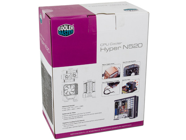Disipador y Ventilador COOLER MASTER Hyper N520 soporta Socket 1366, 1156, 1155, 775, AM3, AM2+ y AM2
