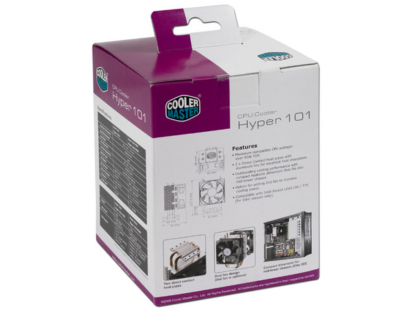 Disipador y Ventilador Cooler Master Hyper 101i, soporta Socket Intel 1156, 1155, 1150, 775.