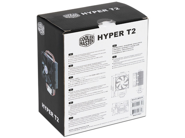 Disipador y Ventilador Cooler Master Hyper T2 soporta Socket Intel LGA 1200 / 1156 / 1155 / 1151 / 1150, AMD FM2+ / FM2 / FM1 / AM3+ / AM3 / AM2.
