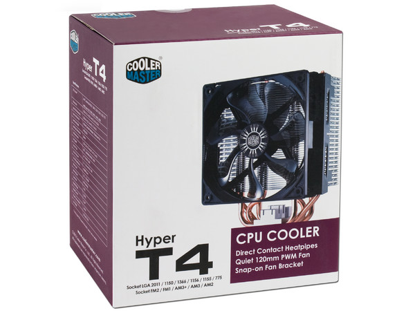 Disipador y Ventilador Cooler Master Hyper T4, soporta Socket Intel 2066 /2011 / 1366/ 1156 / 1155 / 1150 / 1151 / 1200, AMD FM1 / FM2 / AM3+ / AM3 / AM2+ /AM2.