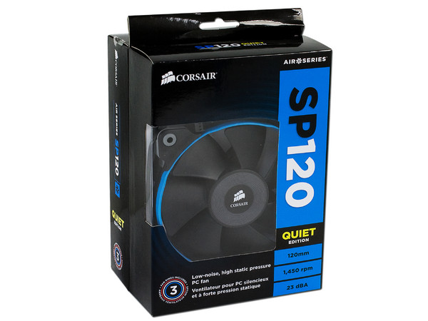 Paquete de 2 Ventiladores Corsair SP120 Quiet Edition, 120 mm, 1450 RPM, 23 dBA.