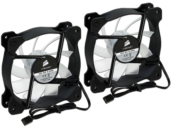 Paquete de 2 Ventiladores Corsair AF120 Quiet Edition, 120 mm, LED Blanco, 1500 RPM, 25.2 dBA.