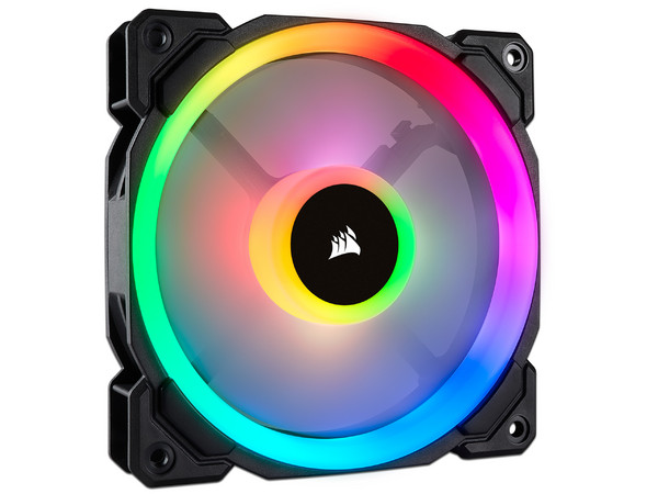 Ventilador RGB LED PWM con doble bucle de luz de 120 mm LL120 RGB, paquete sencillo