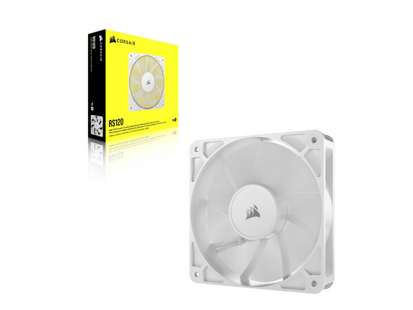 Ventilador Corsair RS120 de 120 mm, ARGB, hasta 2100 rpm, Color Blanco.