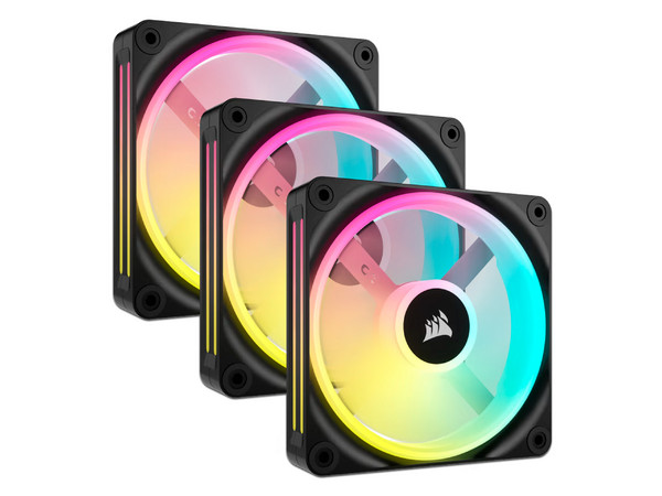 Kit de 3 Ventiladores Corsair iCUE LINK QX120 de 120mm, con iluminación LED RGB.
