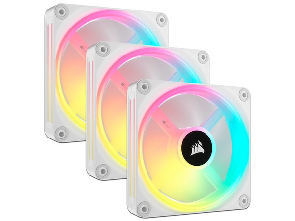 Kit de 3 ventiladores Corsair  iCUE LINK QX120, de 120mm, con iluminación LED RGB. Color Blanco