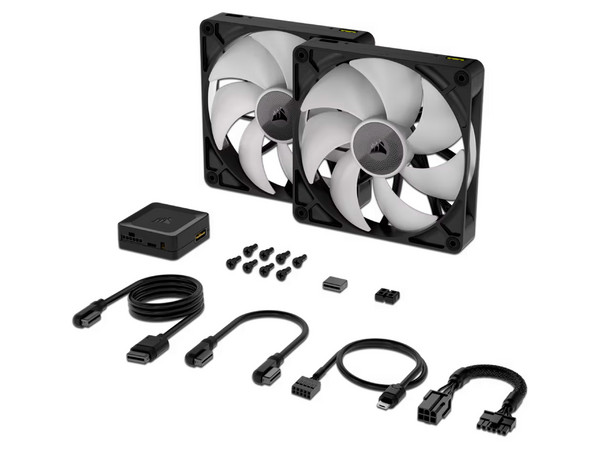 Kit de 2 Ventiladores Corsair iCue Link RX140 de 140mm, RGB. Color Negro.