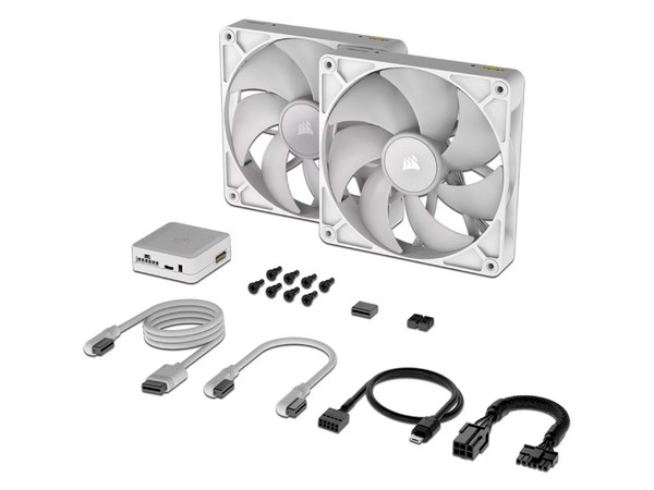 Kit de 2 Ventiladores Corsair iCue Link RX140 de 140mm, RGB. Color Blanco.