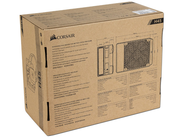Sistema de enfriamiento líquido Corsair Hydro H45, 120mm. soporta Socket Intel LGA 1200 / 1151 / 1150 / 1155 / 1156 / 2011 / 2066, AMD FM2+ / AM4 / AM3 / AM2.