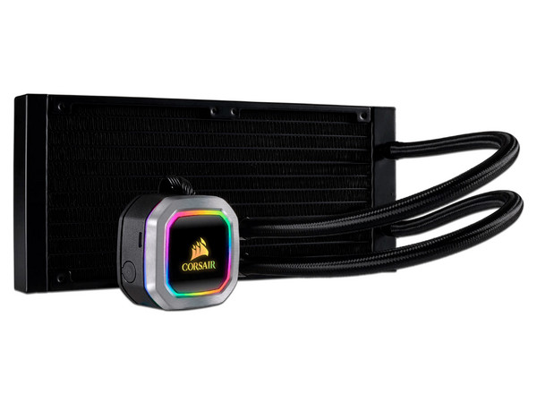 Sistema de enfriamiento líquido Corsair Hydro H100i, con iluminación RGB, 240mm. soporta Socket Intel LGA 1156, 1155, 1151, 1150, 2011, 2066, AMD AM4, FM1/FM2, sTR4.  Reacondicionado.
