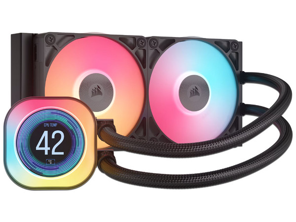 Enfriamiento Líquido Corsair Titan 240RX iCUE Link, Pantalla LCD, 2 Ventiladores, 240mm, Negro.
