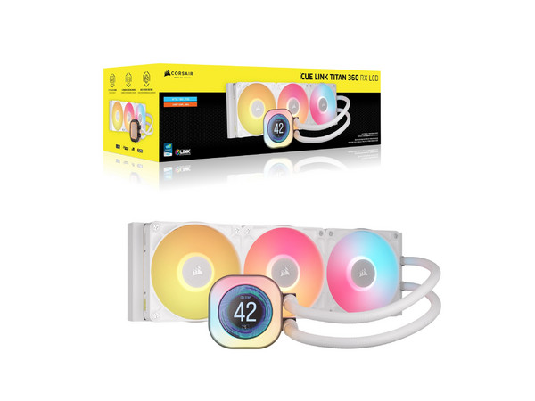 Sistema de Enfriamiento Líquido Corsair ICue Link Titan 360 RX LCD de 360mm, LGA 1700/AM4/AM5, Color Blanco.