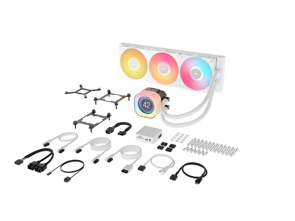 Sistema de Enfriamiento Líquido Corsair ICue Link Titan 360 RX LCD de 360mm, LGA 1700/AM4/AM5, Color Blanco.