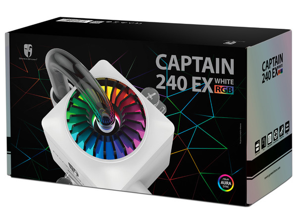 Sistema de enfriamiento líquido Deepcool Captain 240EX RGB White, con RGB y 2 ventiladores RGB de 120 mm.