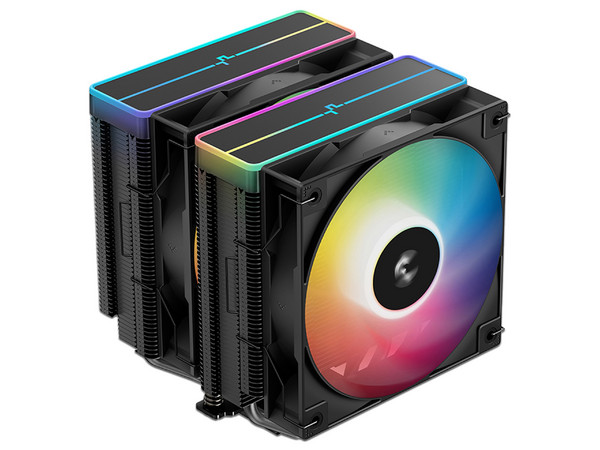 Disipador y Ventilador DeepCool AG620 BK ARGB V2, 2145 RPM, 2 Ventiladores, Socket Intel LGA 1851 y 1700, AMD AM5, AM4. Color Negro.