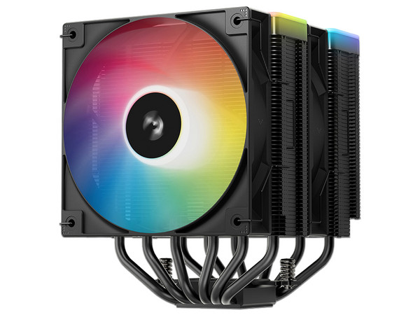 Disipador y Ventilador DeepCool AG620 BK ARGB V2, 2145 RPM, 2 Ventiladores, Socket Intel LGA 1851 y 1700, AMD AM5, AM4. Color Negro.