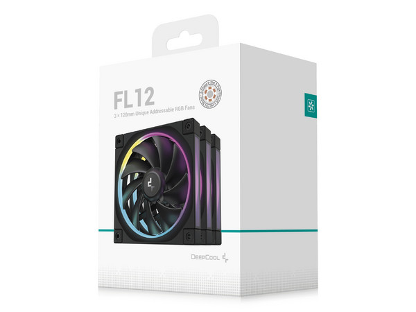 Ventilador DeepCool FL12, Pack 3x 120mm, 2150RPM, RGB, Color Negro.