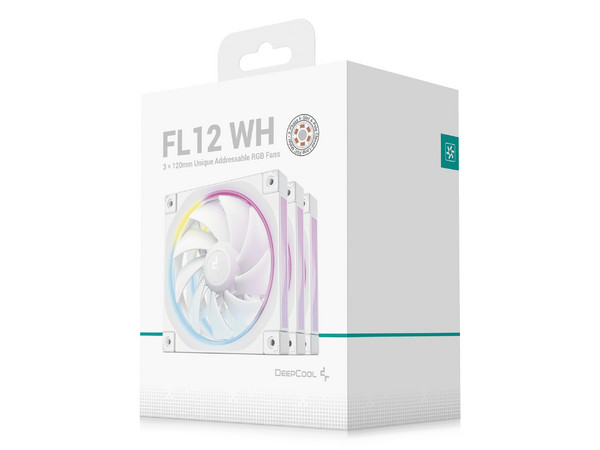 Kit de 3 Ventiladores Deepcool FL12, 2150RPM, 120mm, RGB, Color Blanco