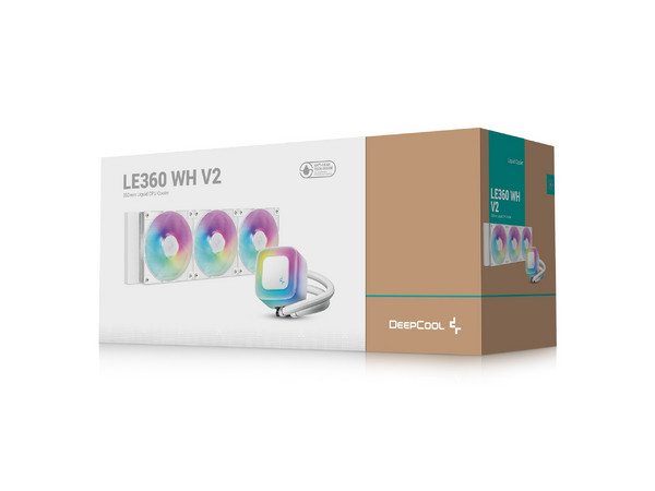 Disipador de Enfriamiento Líquido DEEPCOOL LE360 V2 ARGB, Radiador de 360mm, Compatible con LGA1700 y AM5. Color Blanco.