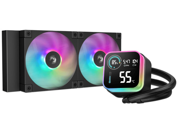Sistema de Enfriamiento Liquido Deepcool LQ240 ARGB, 2x 120mm, Para Socket LGA 1700, 1200 , 1151, 1155, 1150, AM4 y AM5, Color Negro.