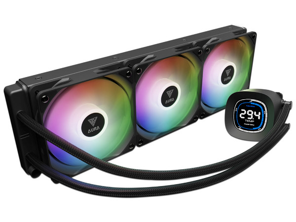 Enfriamiento Líquido GAMDIAS AURA GL360 Digital, Radiador 360mm, Iluminación ARGB, Compatible con AM5 y LGA1851, Color Negro.