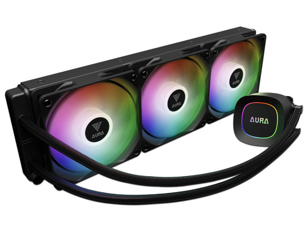 Enfriamiento Líquido GAMDIAS AURA GL360 Lite, Radiador 360mm, Compatible con AM5 y LGA1851, Iluminación ARGB, Color Negro.